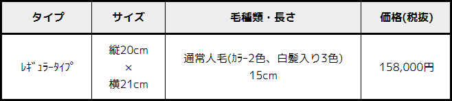 セミオーダーハーフウィッグ料金