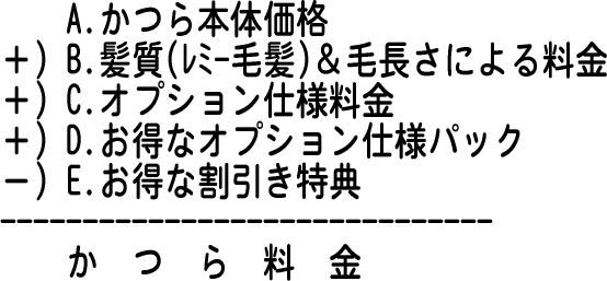 かつらお見積り・金額比較表