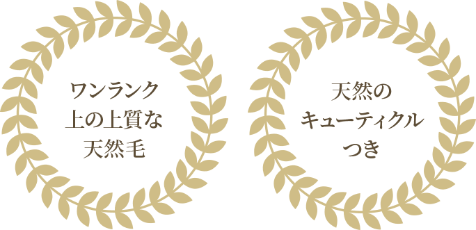 ワンランク上の上質な天然毛。天然のキューティクルつき。