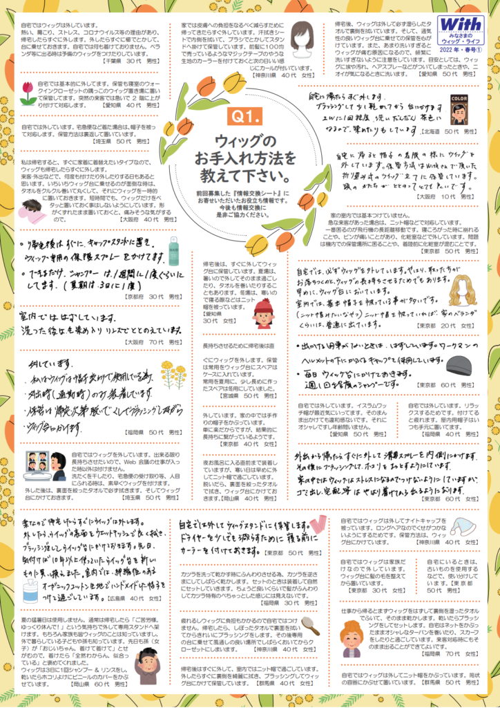 自宅でウィッグ着けてる？外してる？【かつらユーザー情報】2022年 春