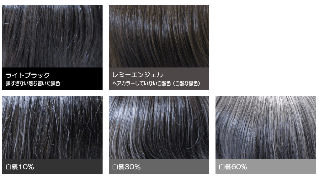 ウィッグ髪色ヘアカラー・かつら白髪量割合