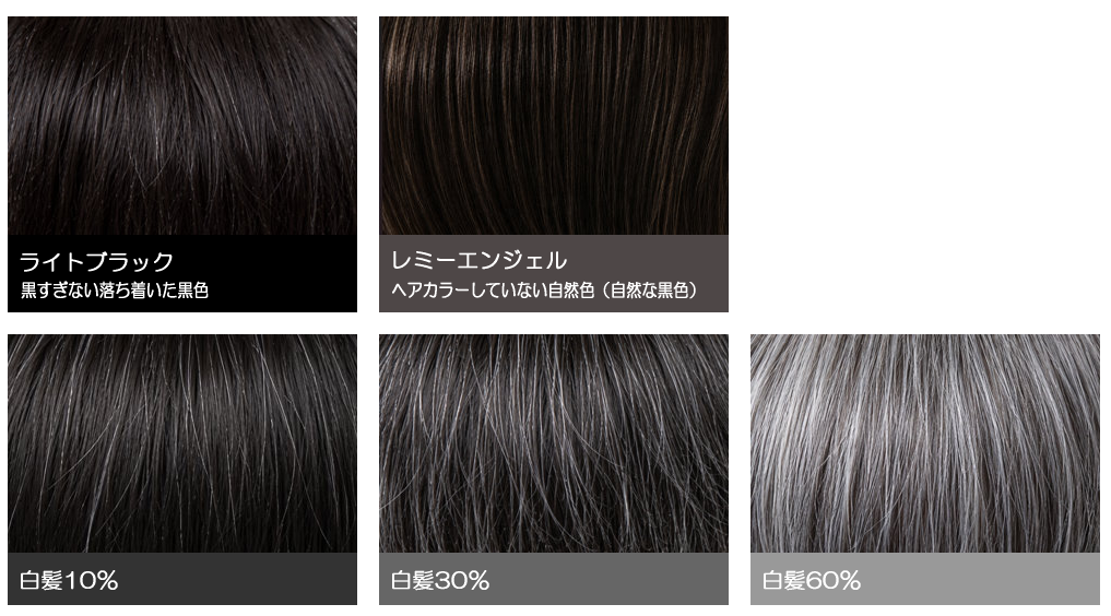 ウィッグ髪色ヘアカラー・かつら白髪量割合